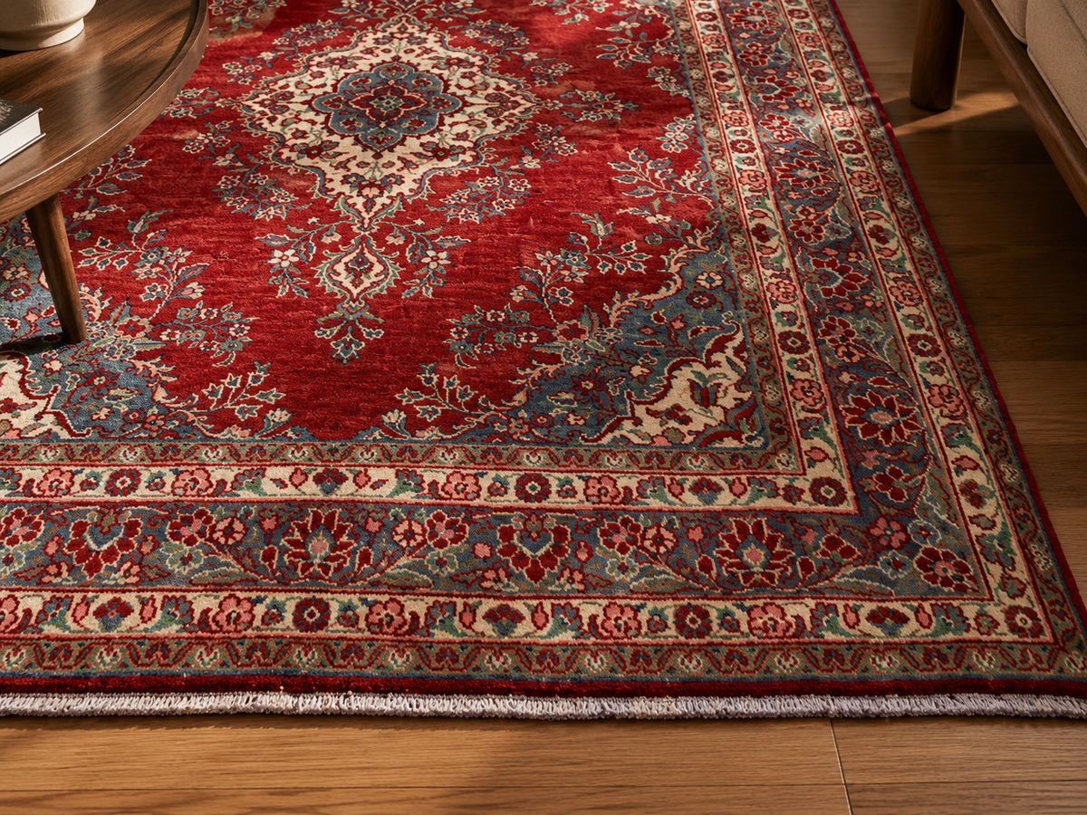 Handgemaakt Perzisch wollen vloerkleed 210x300 cm wool texture and pattern detail