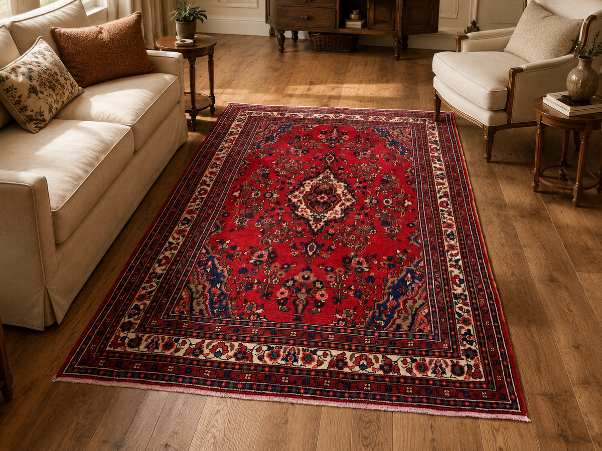 Handgeweven Perzisch wollen vloerkleed 210x300 cm room styling example