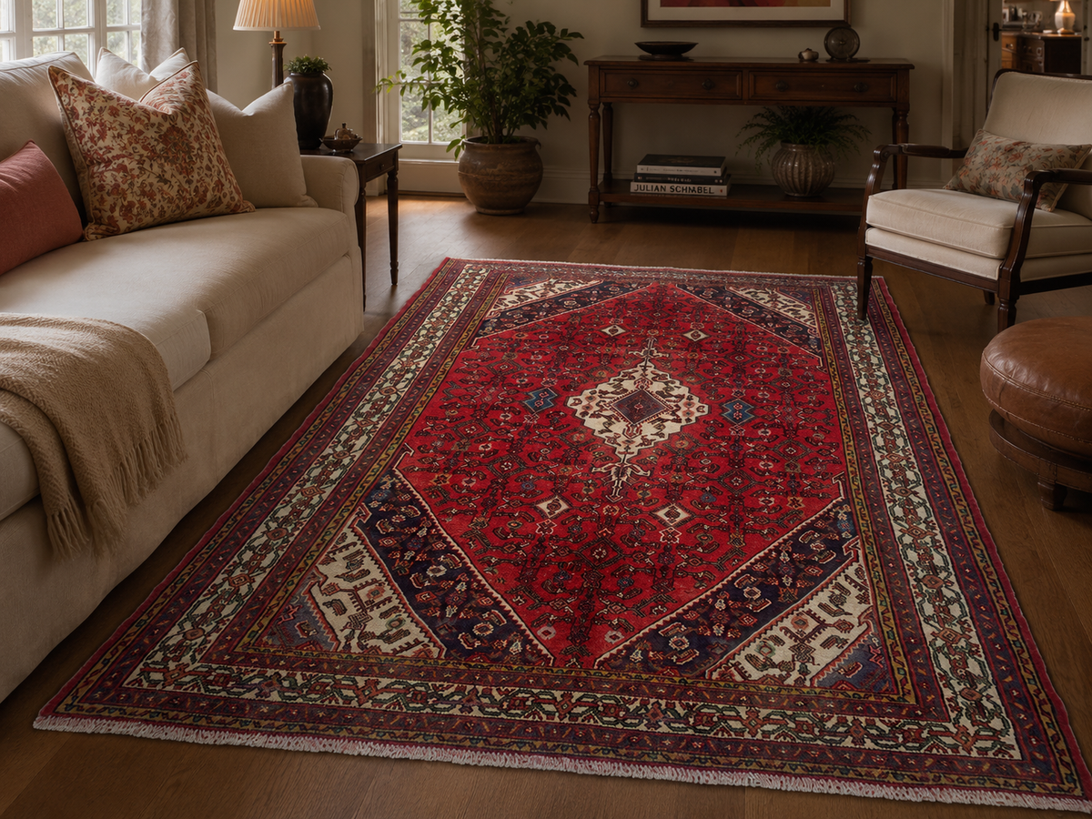 Handgemaakt Perzisch wollen vloerkleed 213x305 cm room styling example