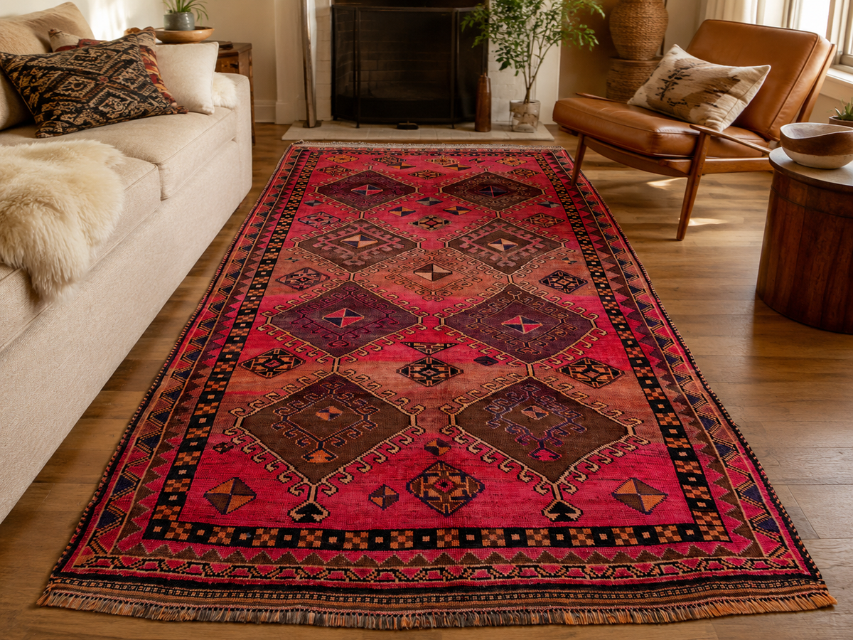 Handgemaakt Perzisch wollen vloerkleed 7x10 room styling example