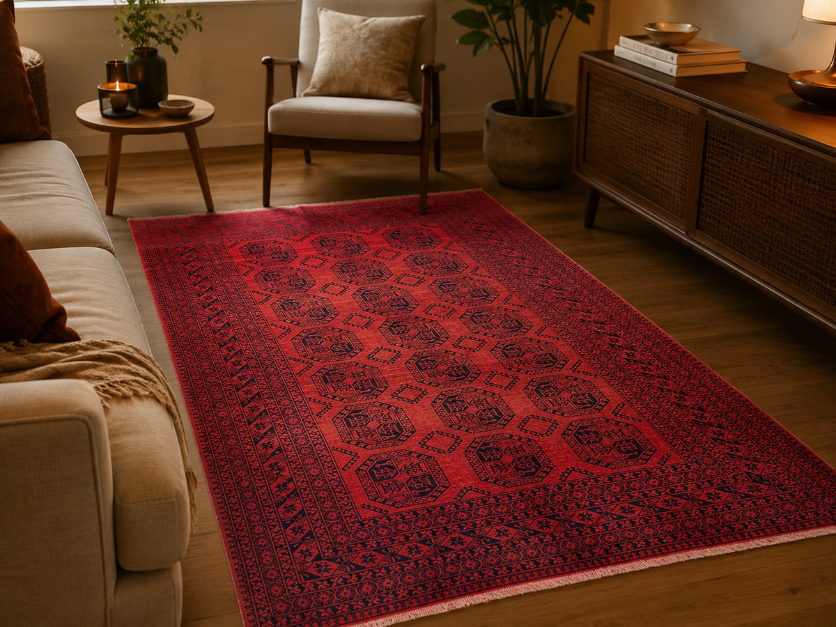 9'0" x 6'6" Handmade Persian Wool Rug room styling example