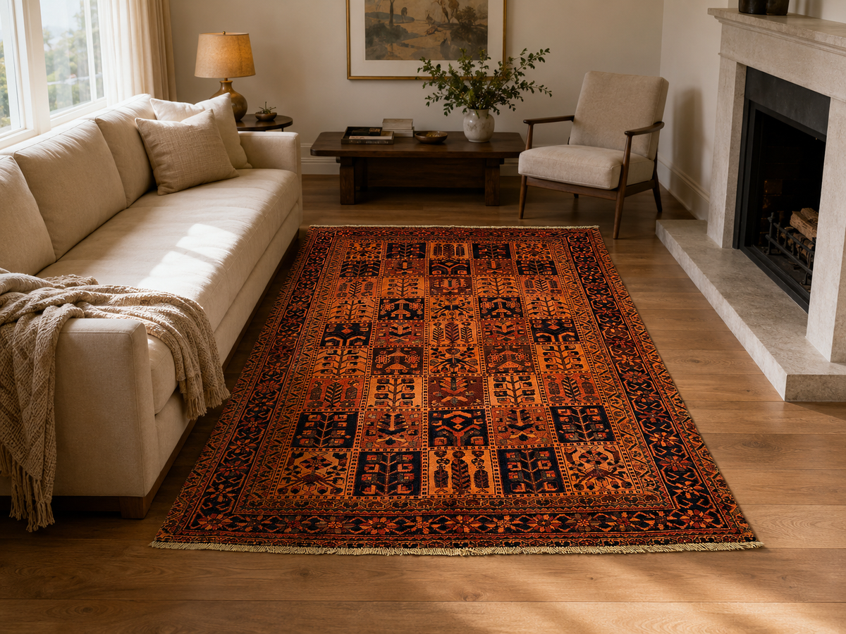 Handgemaakt Perzisch wollen vloerkleed 213x305 cm styled in a room