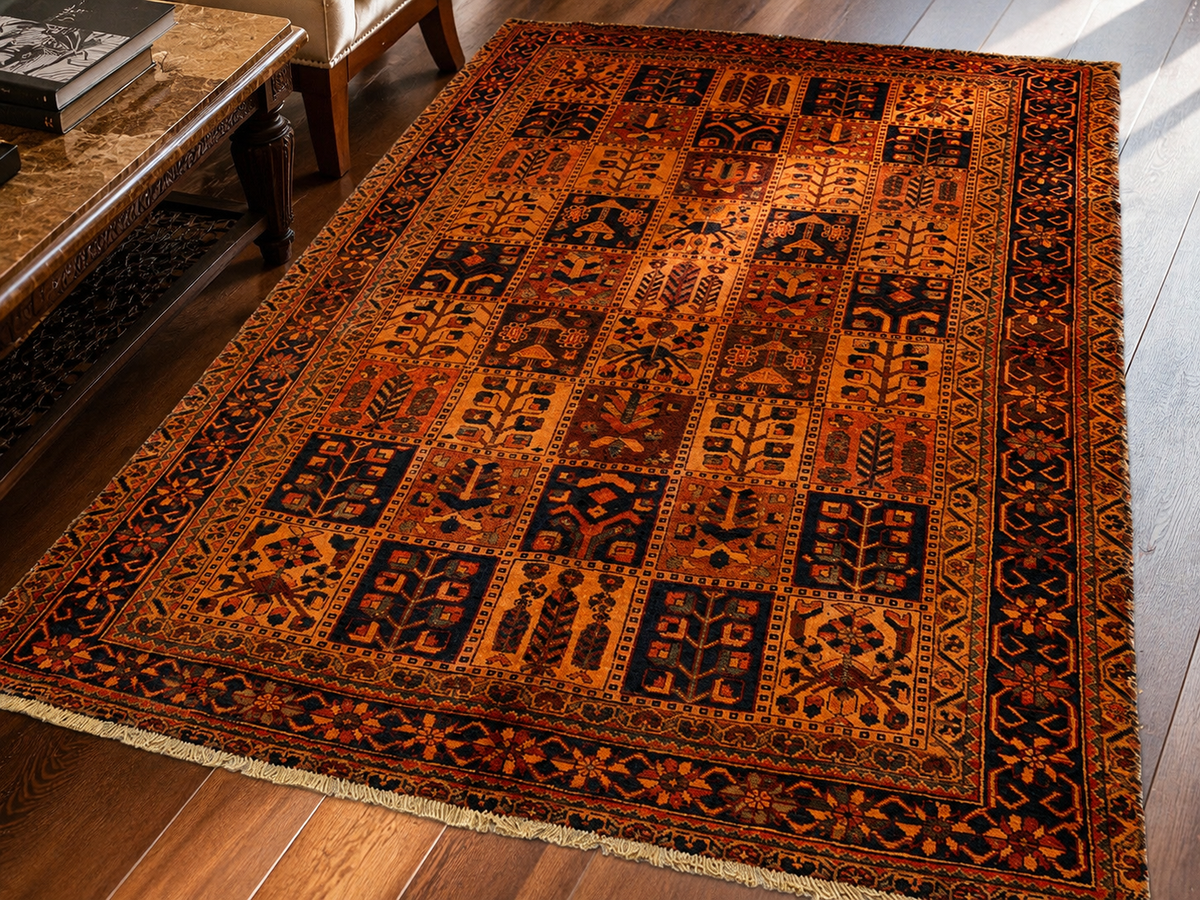 Handgemaakt Perzisch wollen vloerkleed 213x305 cm wool texture and pattern detail