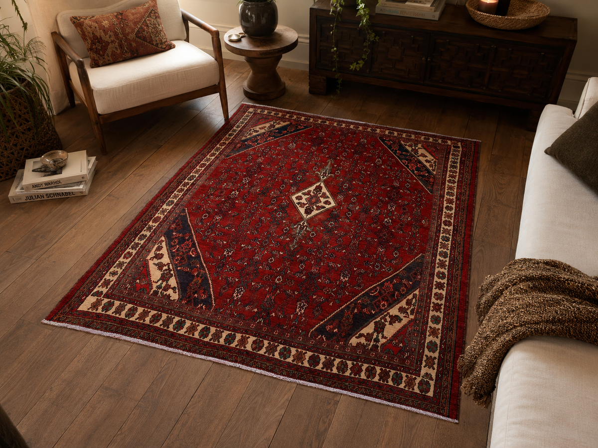 9'2" x 6'10" Handmade Persian Wool Rug room styling example