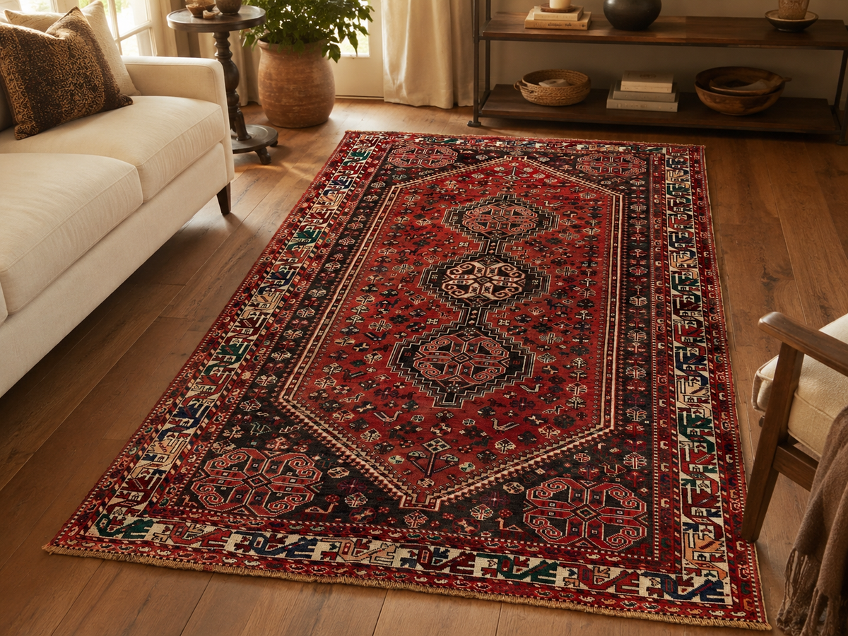 Handgemaakt Perzisch wollen vloerkleed 7x10 room styling example