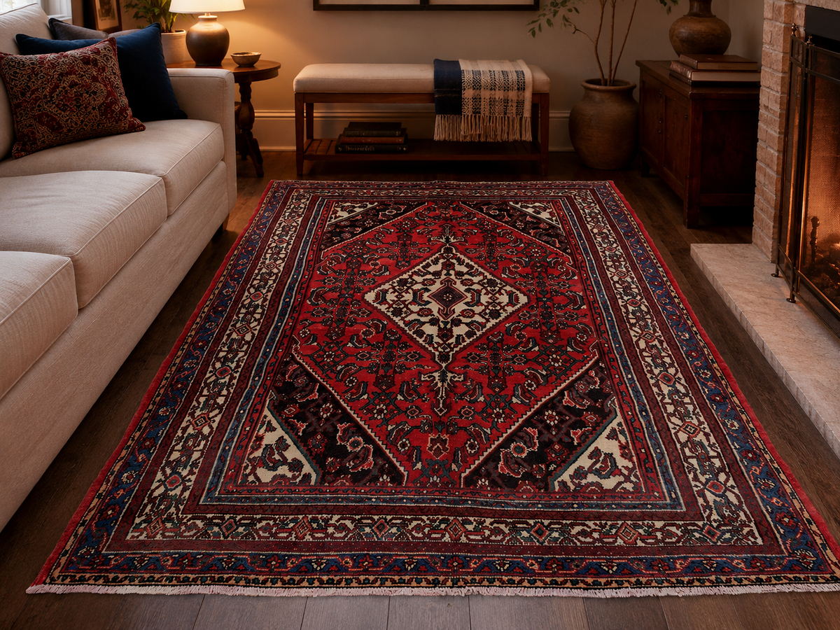 Handgemaakt Perzisch wollen vloerkleed 213x305 cm room styling example