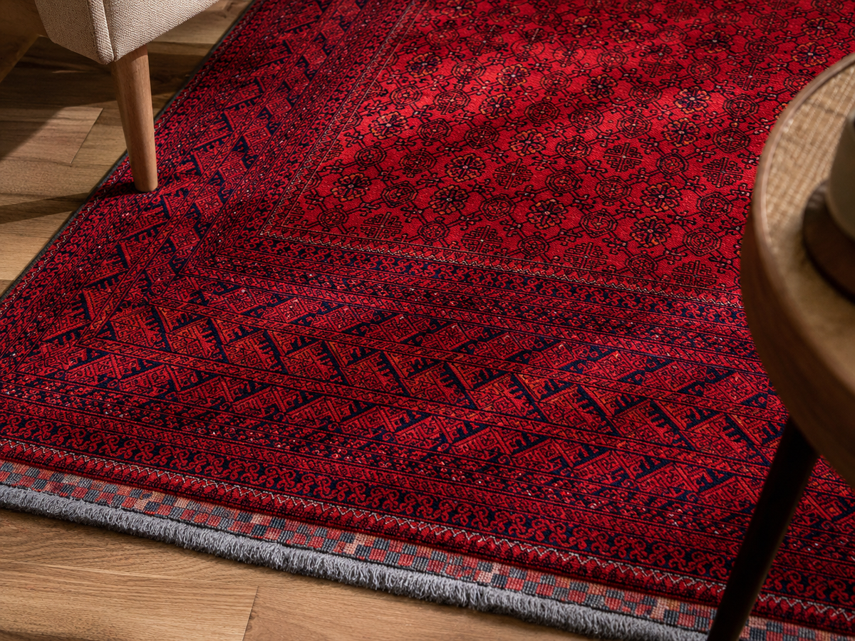 Handgemaakt Perzisch wollen vloerkleed 210x300 wool texture and pattern detail