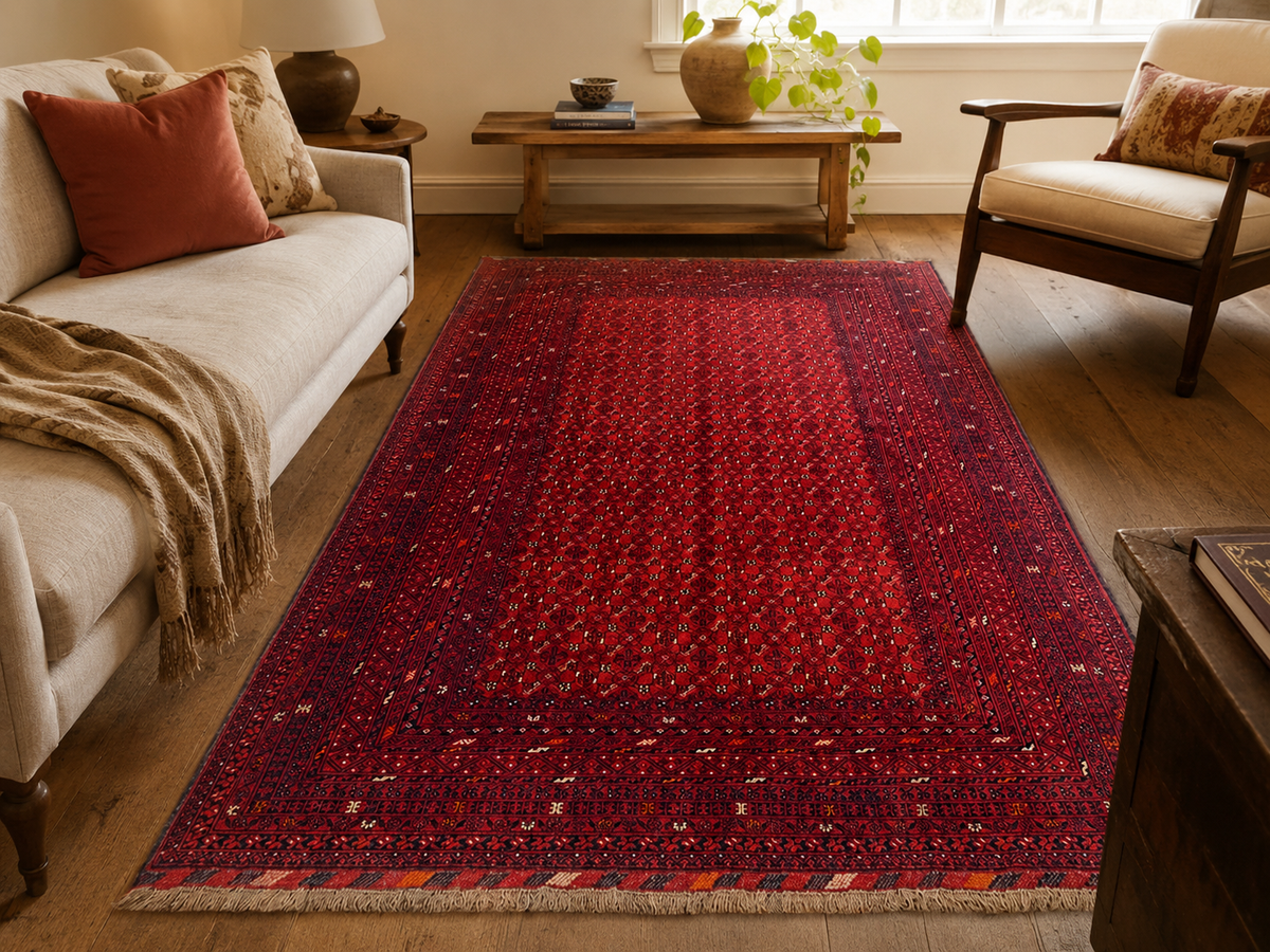 Handgemaakt Perzisch wollen vloerkleed 7x10 room styling example