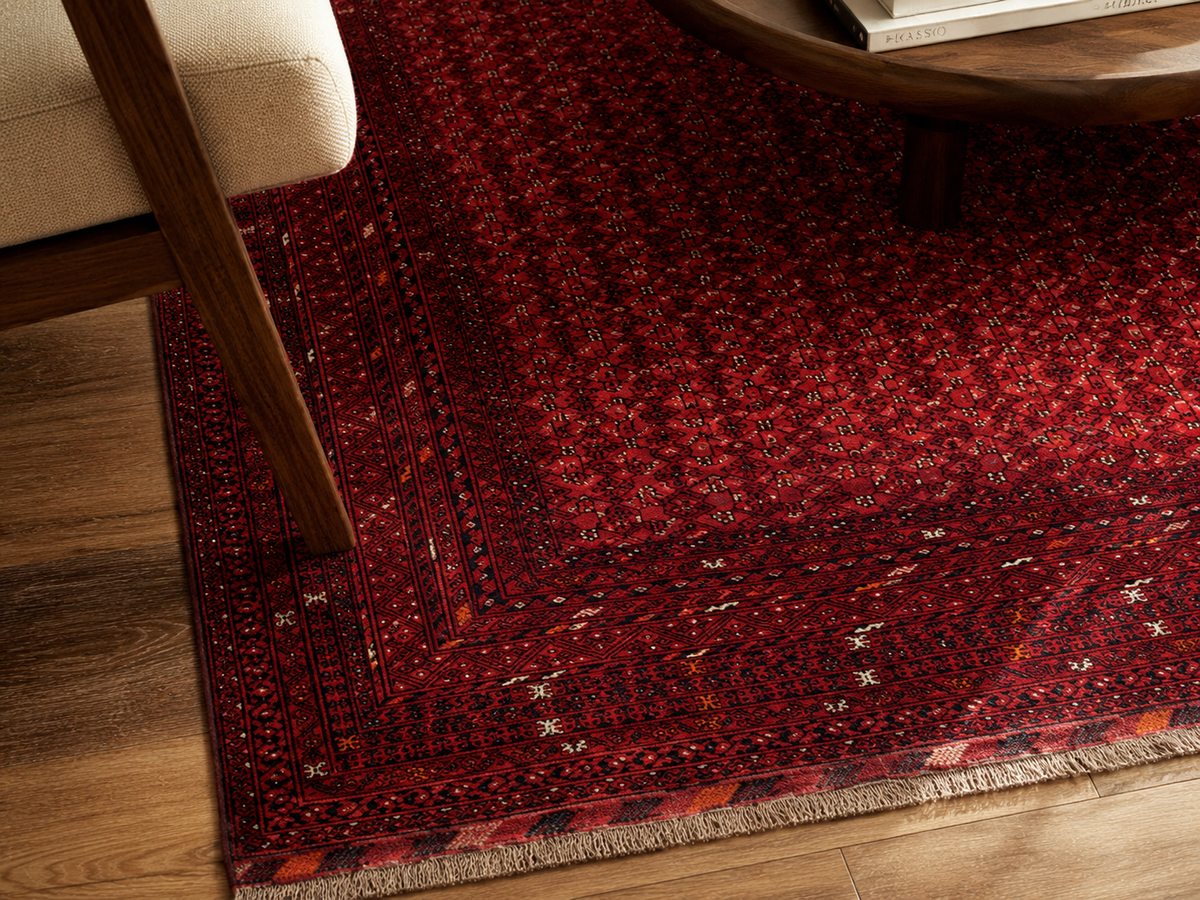 Handgemaakt Perzisch wollen vloerkleed 7x10 wool texture and pattern detail