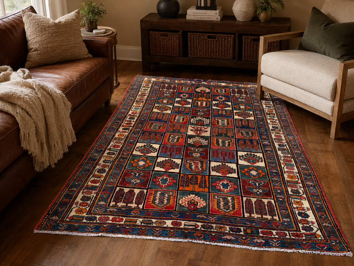 9'4" x 6'6" Handmade Persian Wool Rug room styling example