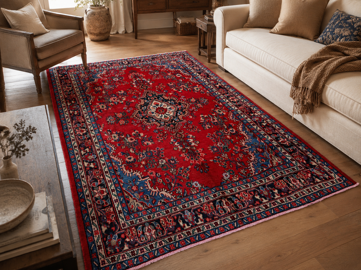 10'0 x 7'1 Hand-Knotted Persian Wool Rug wool texture and pattern detail