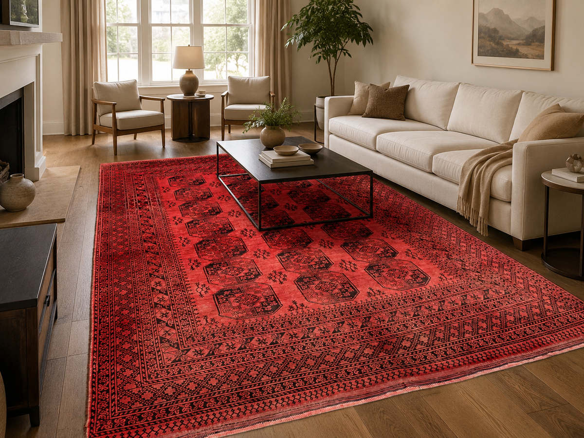 Handgemaakt Perzisch wollen vloerkleed 213x305 cm styled in a room