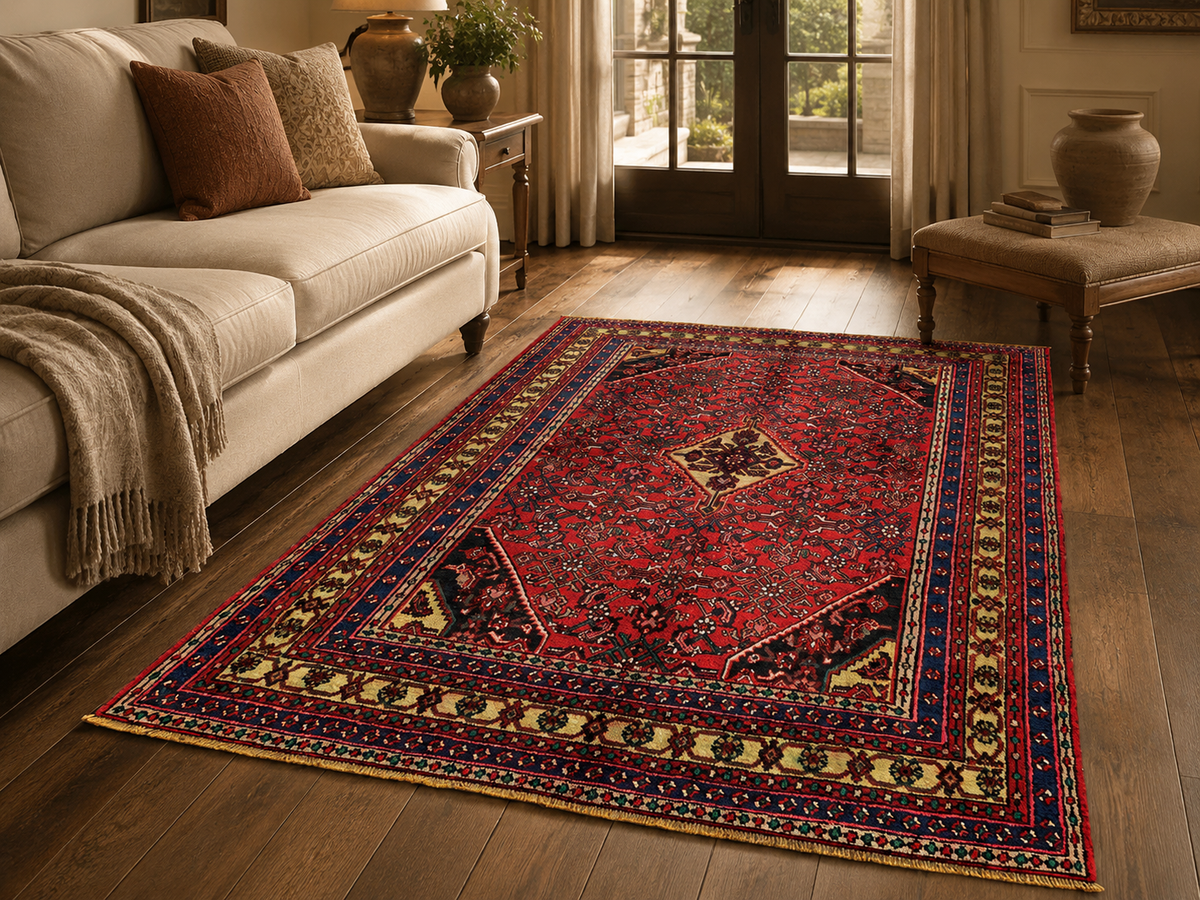 Handgemaakt Perzisch wollen vloerkleed 213x305 cm room styling example