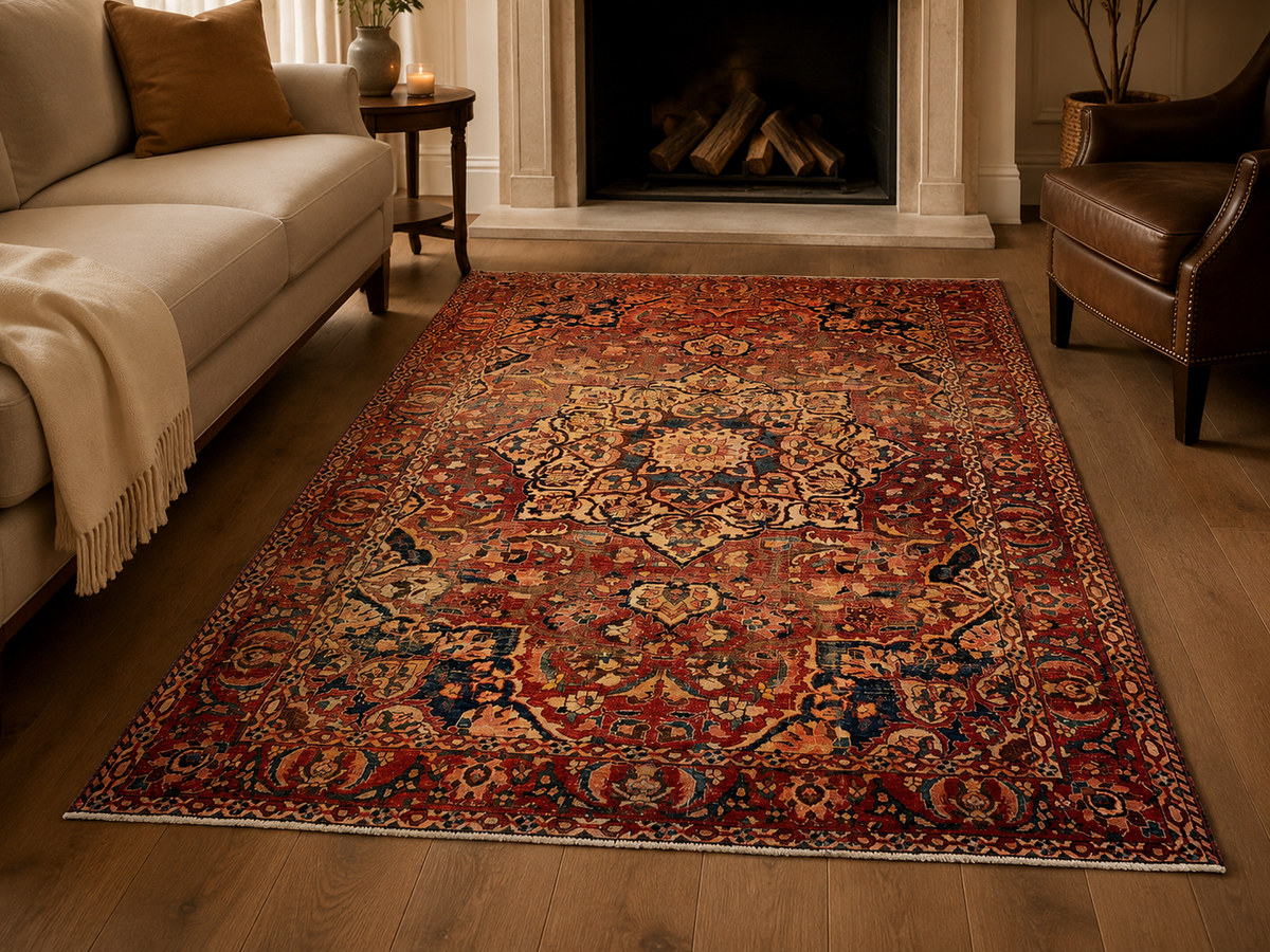 Handgemaakt Perzisch wollen vloerkleed 213x305 cm room styling example