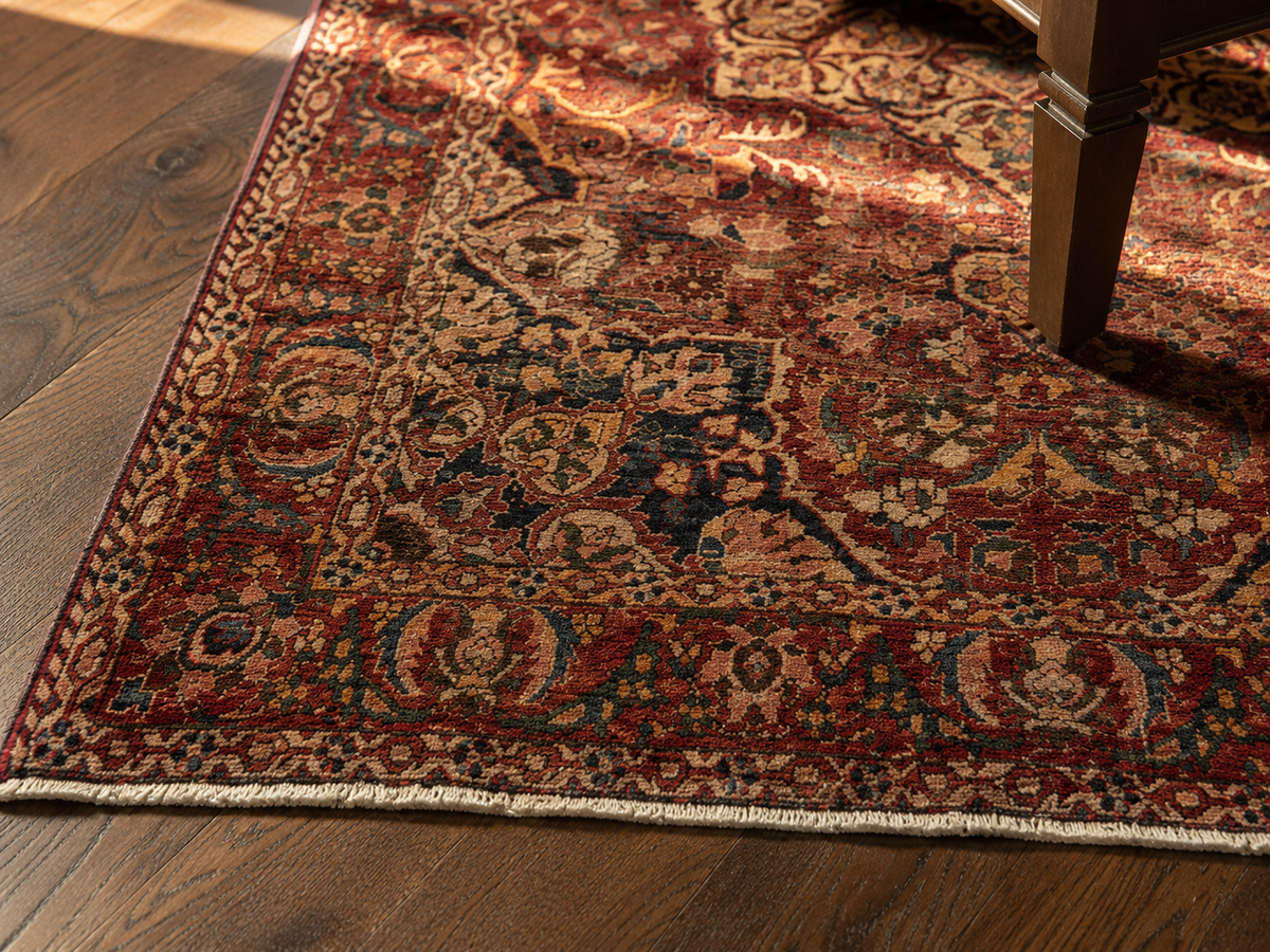 Handgemaakt Perzisch wollen vloerkleed 213x305 cm wool texture and pattern detail