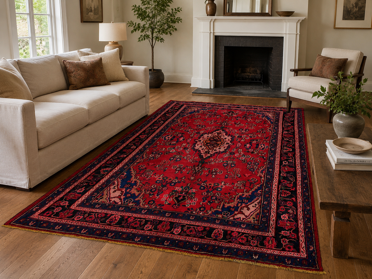 Handgemaakt Perzisch wollen karpet 7x10 styled in a room
