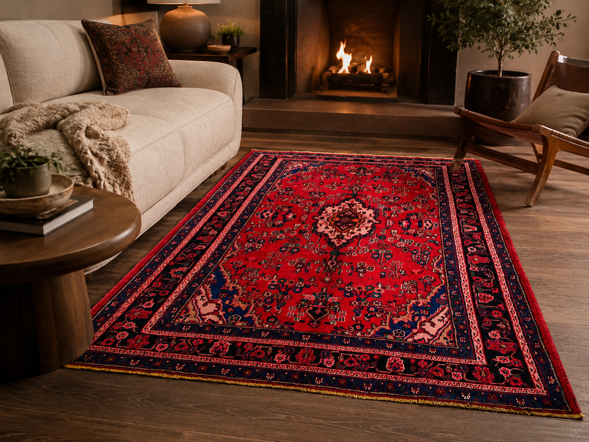 Handgemaakt Perzisch wollen karpet 7x10 room styling example