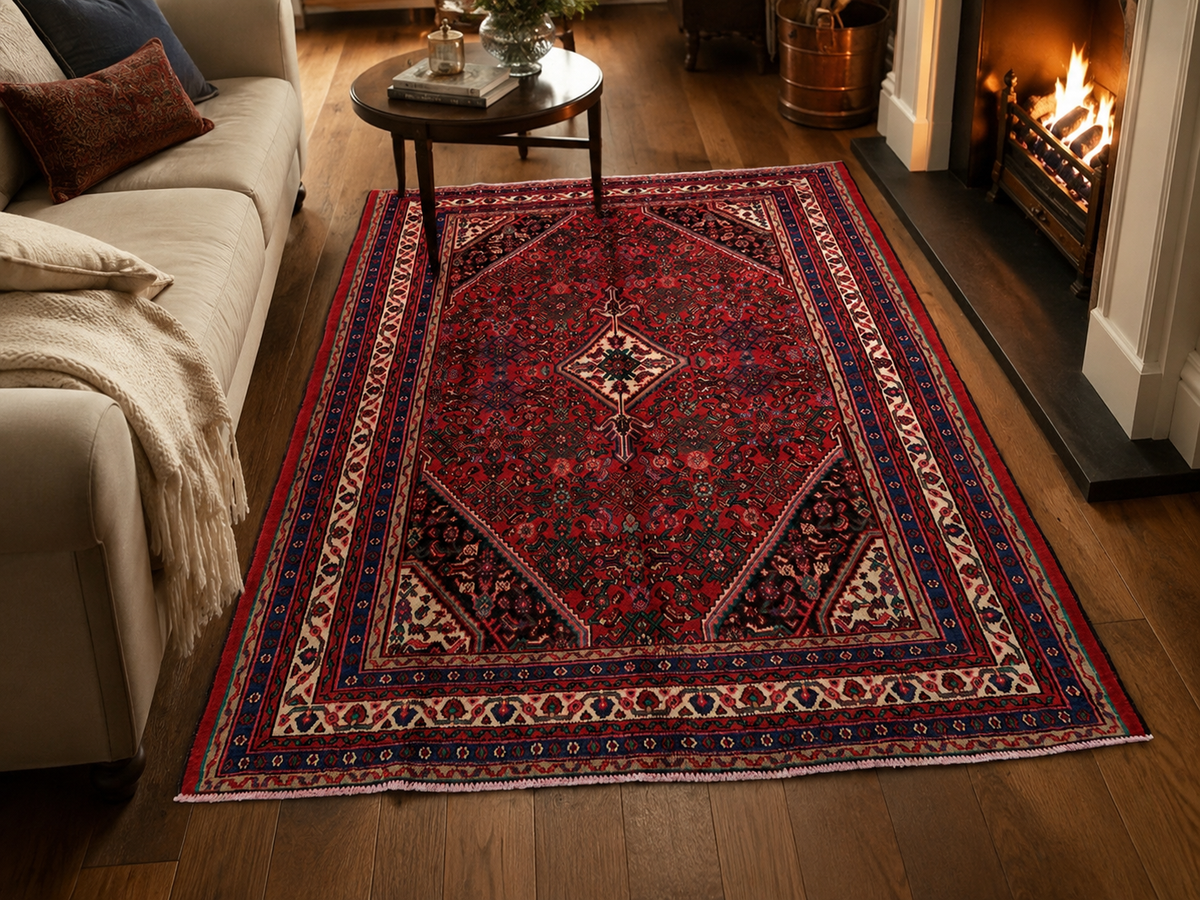 Handgeweven Perzisch wollen vloerkleed 213x305 cm room styling example
