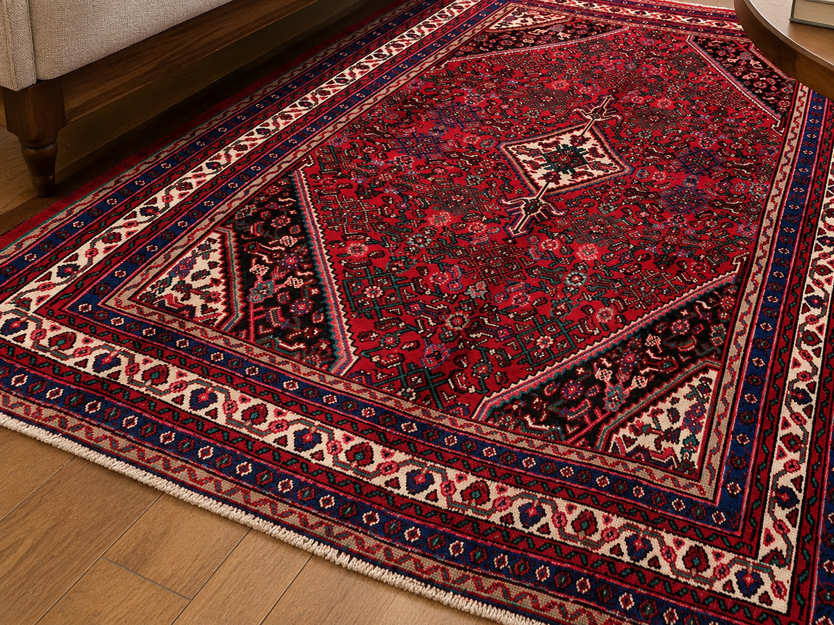Handgeweven Perzisch wollen vloerkleed 213x305 cm wool texture and pattern detail