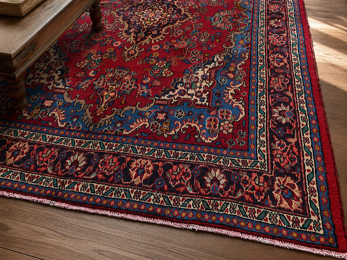 Handgemaakt Perzisch wollen vloerkleed 215x305 cm wool texture and pattern detail