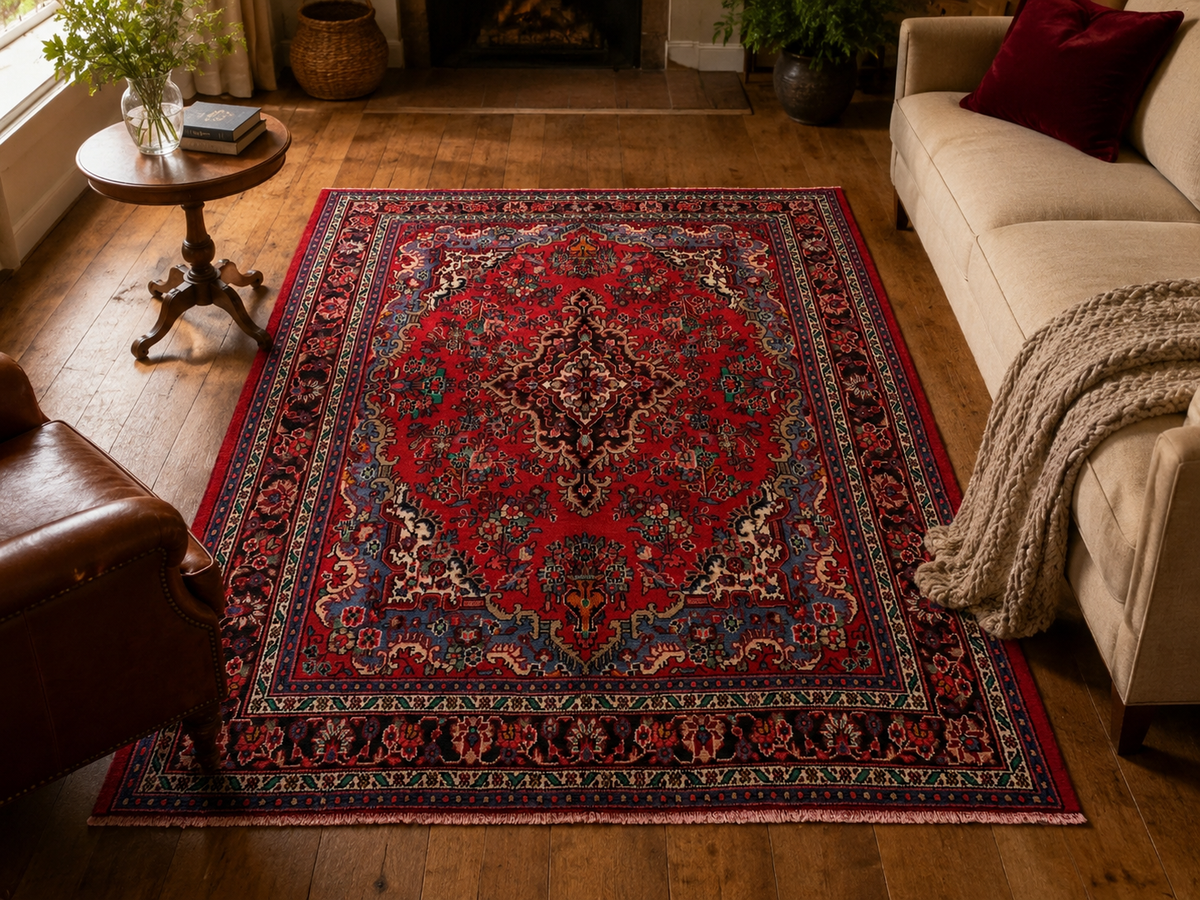 Handgemaakt Perzisch wollen vloerkleed 215x300 cm room styling example