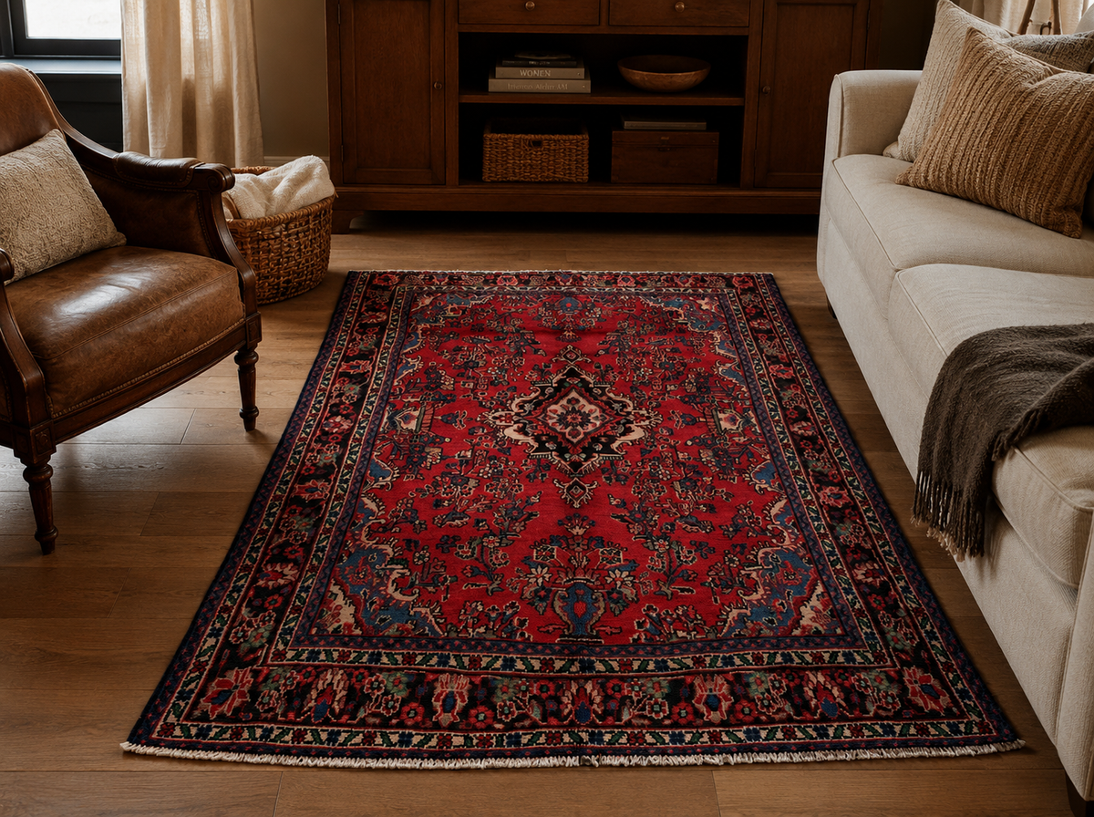 9'7" x 6'4" Handmade Persian Wool Rug room styling example