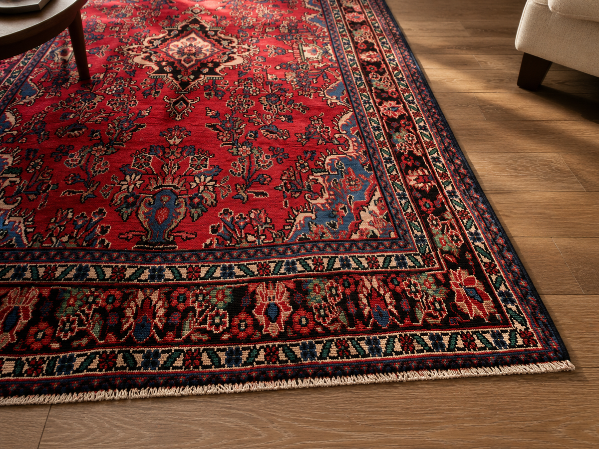 9'7" x 6'4" Handmade Persian Wool Rug wool texture and pattern detail