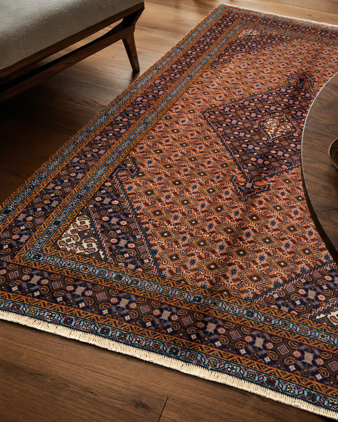 Handgemaakt Perzisch wollen vloerkleed 213x305 cm wool texture and pattern detail
