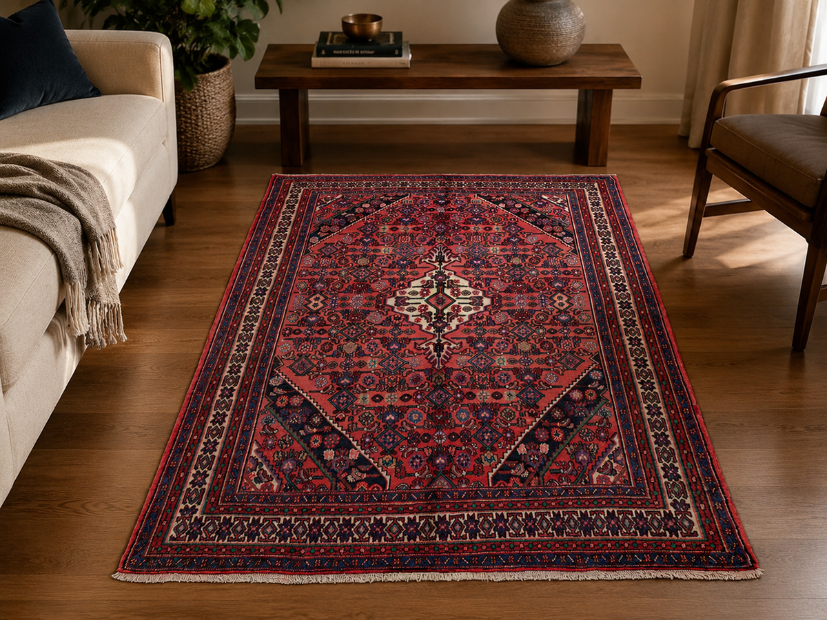 Handgemaakt Perzisch wollen vloerkleed 213x305 cm room styling example