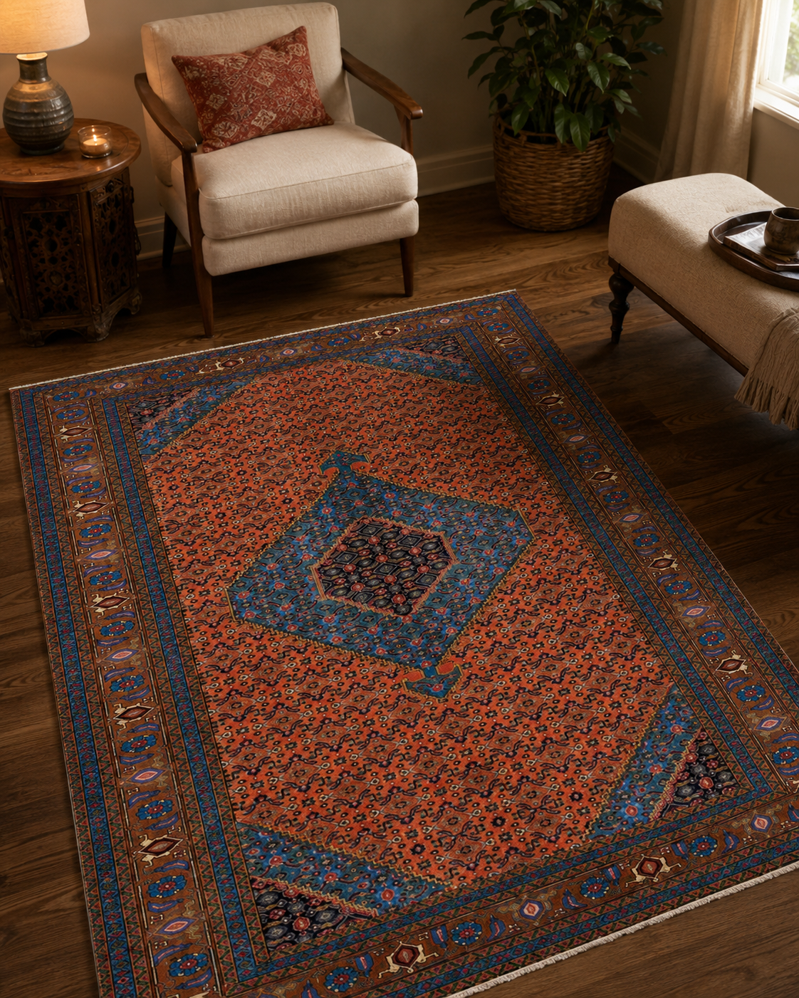 Handgemaakt Perzisch wollen vloerkleed 213x305 cm room styling example