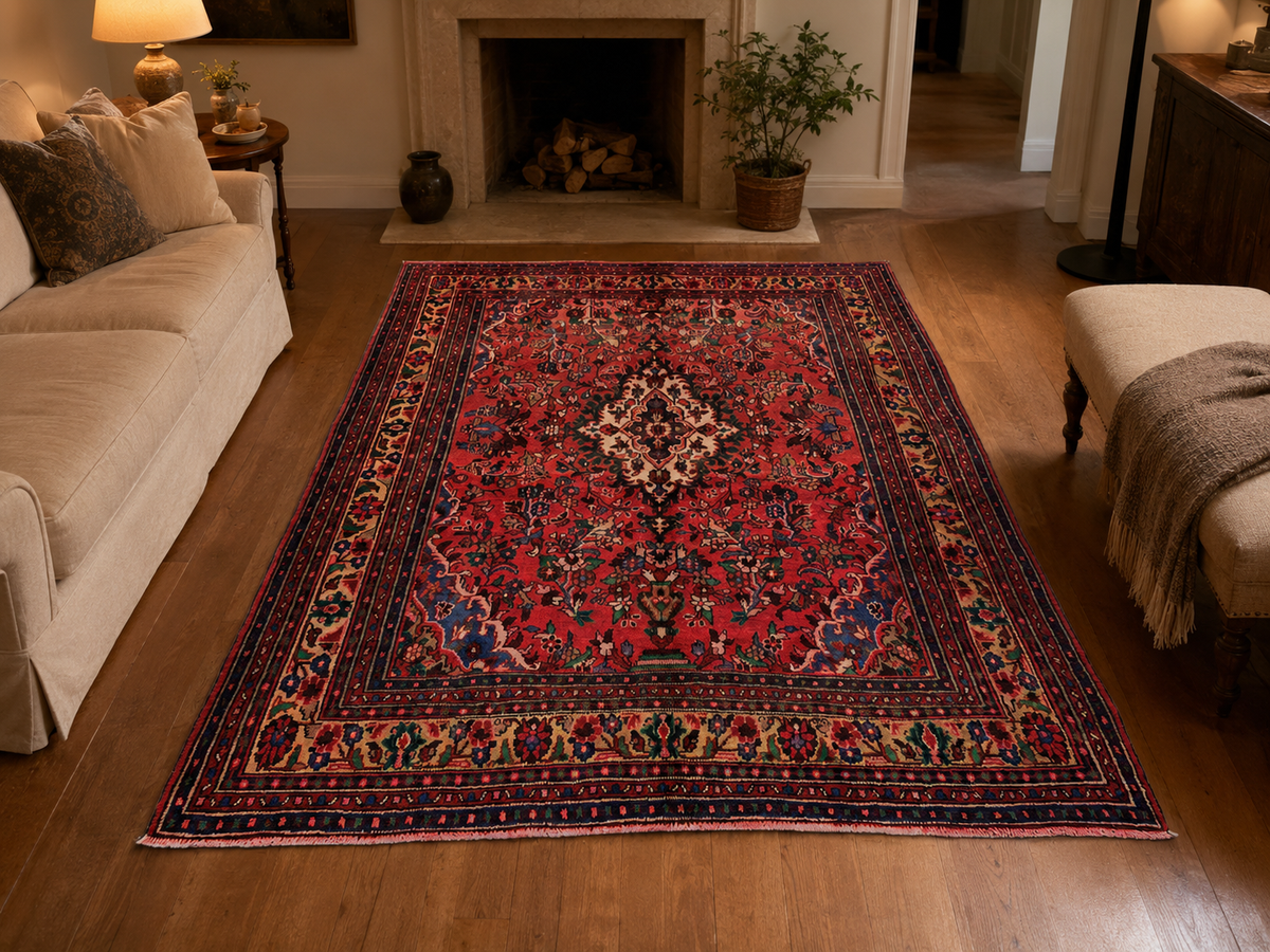 Handgemaakt Perzisch wollen vloerkleed 210x300 room styling example