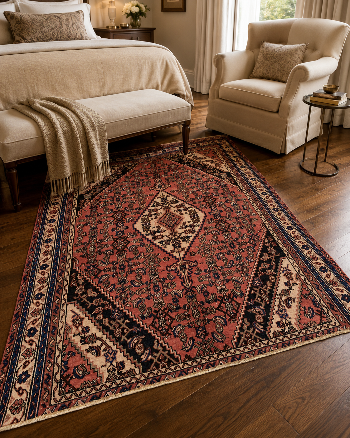 Handgemaakt Perzisch wollen vloerkleed 213x305 cm room styling example