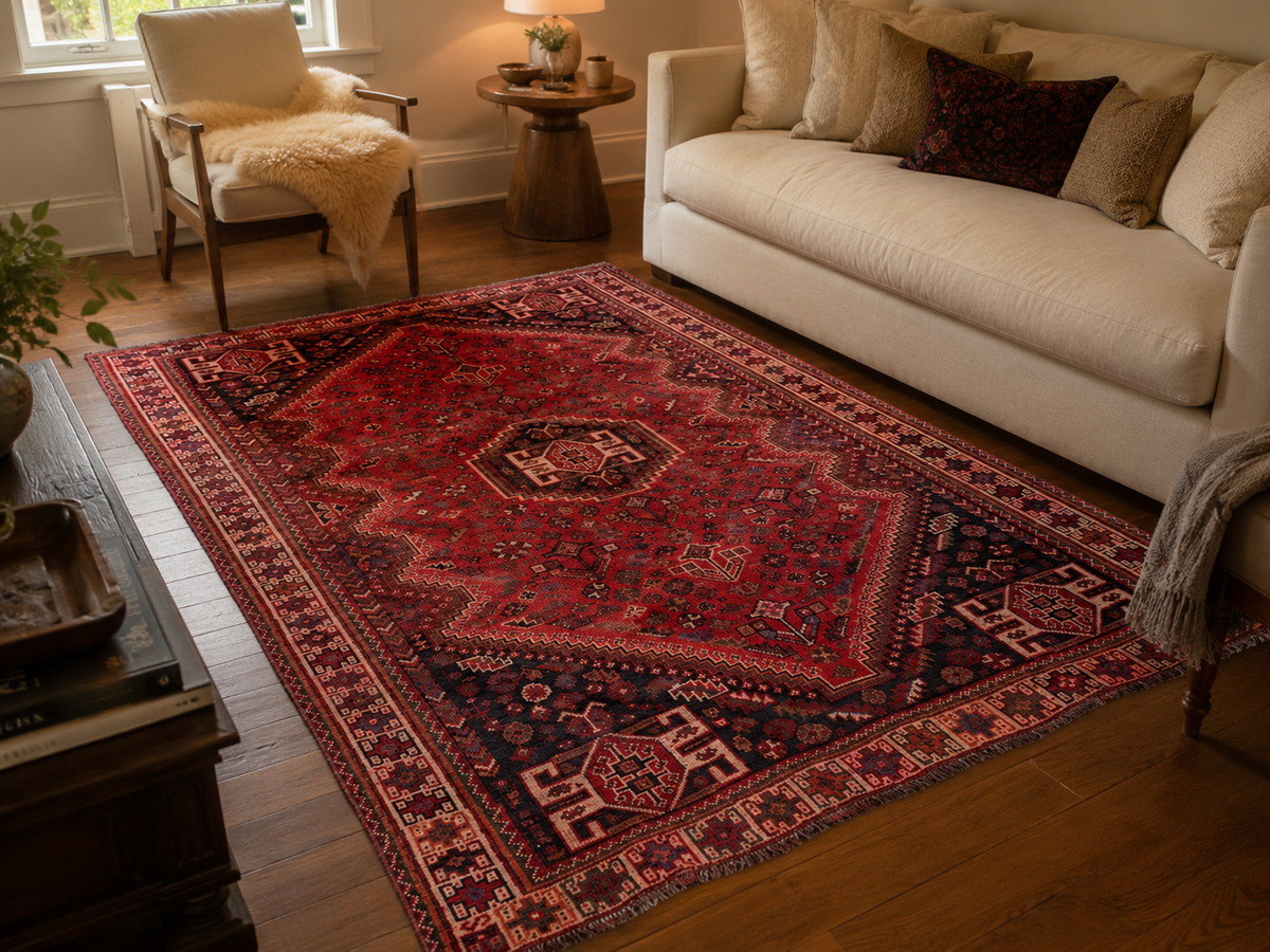 Handgemaakt Perzisch wollen vloerkleed 213x305 cm room styling example