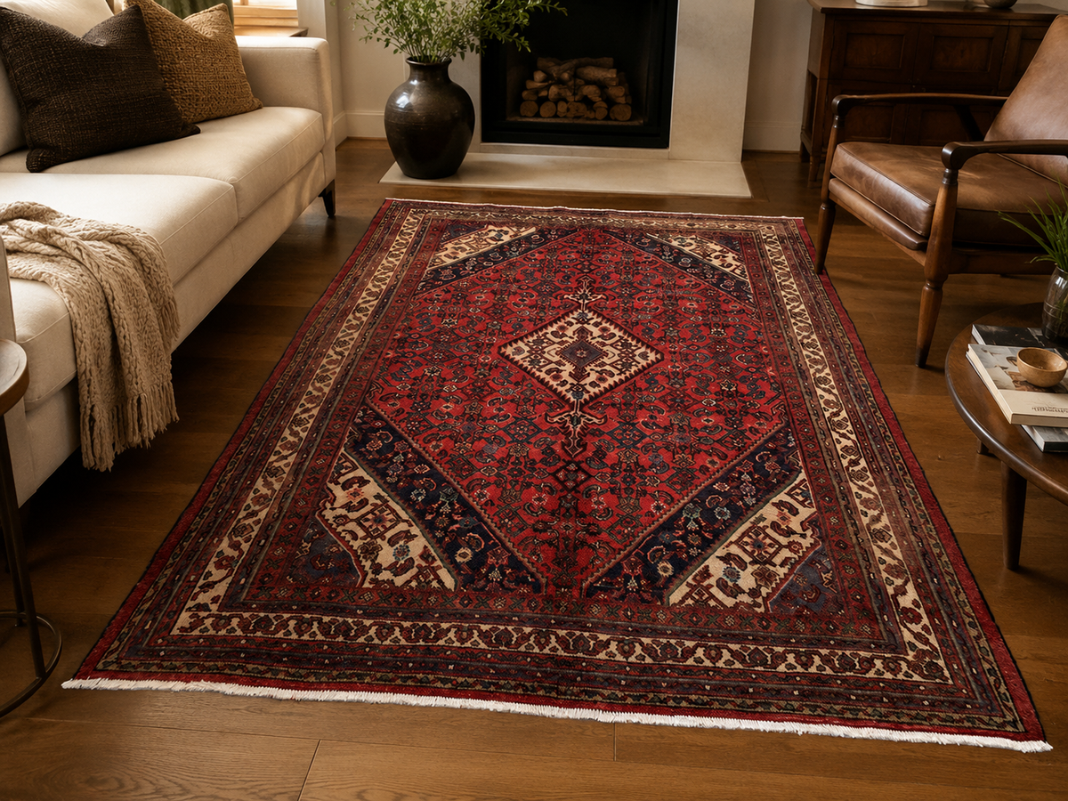 9'10" x 7'0" Handmade Persian Wool Rug room styling example