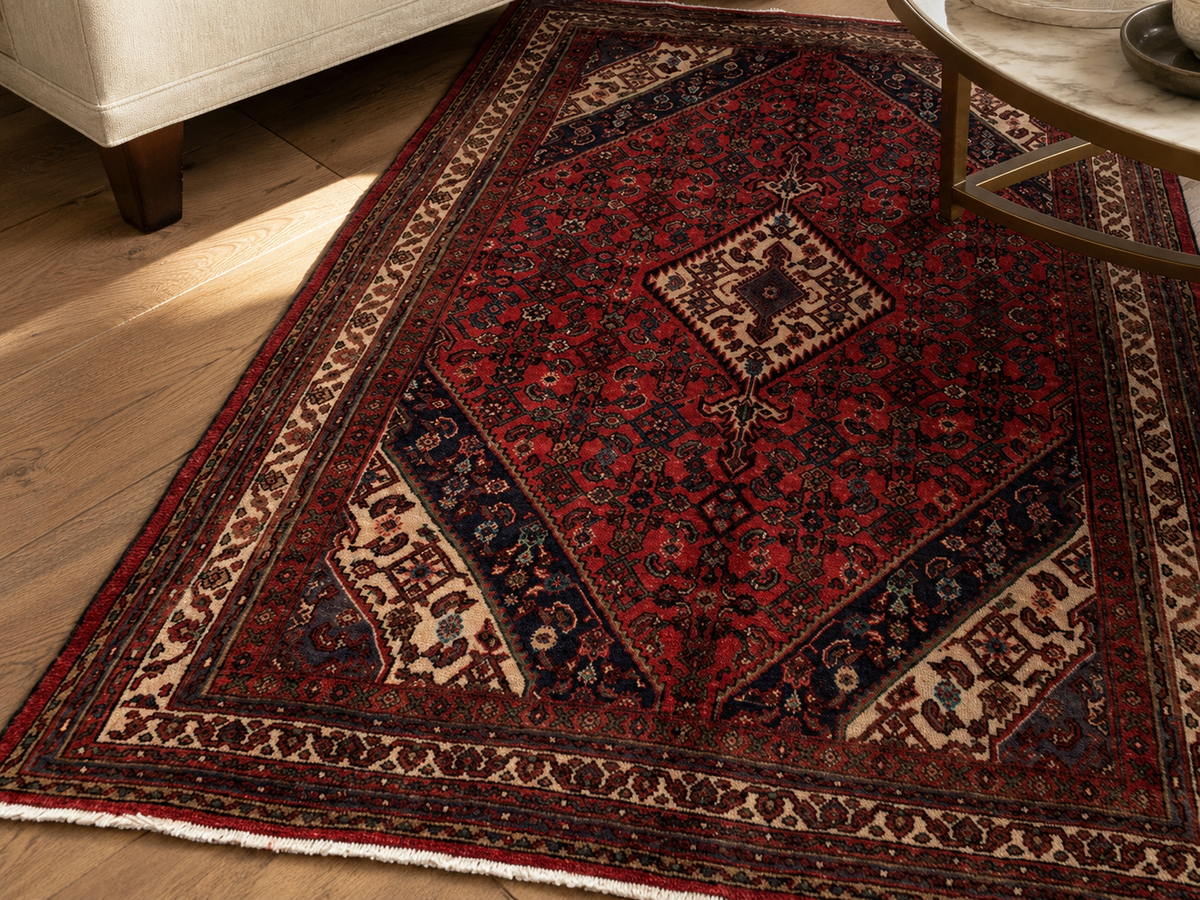 9'10" x 7'0" Handmade Persian Wool Rug wool texture and pattern detail