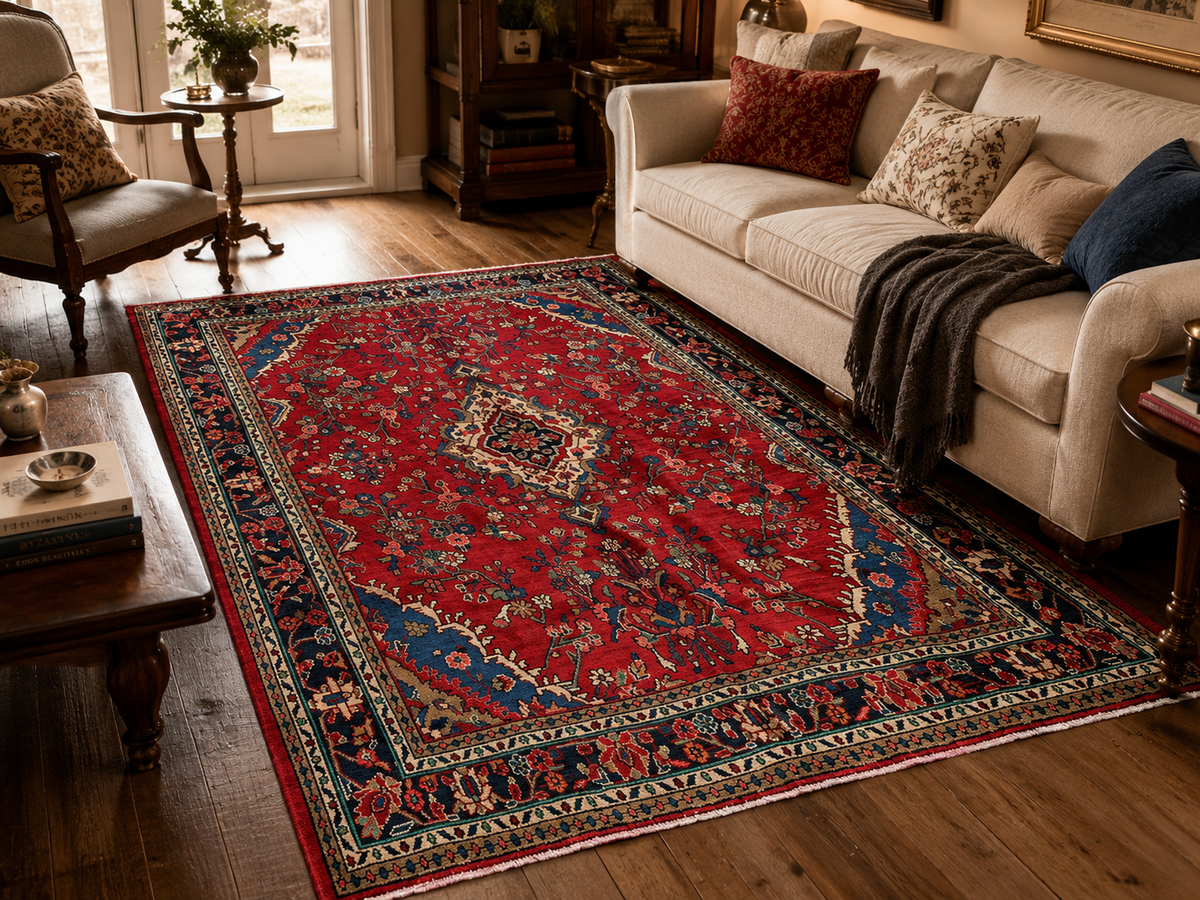 10'3" x 6'11" Handmade Persian Wool Rug room styling example