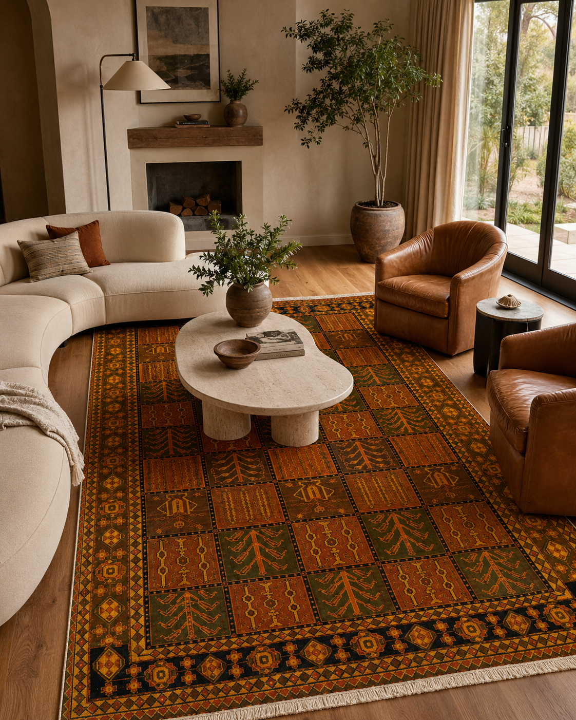 10'2" x 6'7" Handmade Persian Wool Rug styled in a room