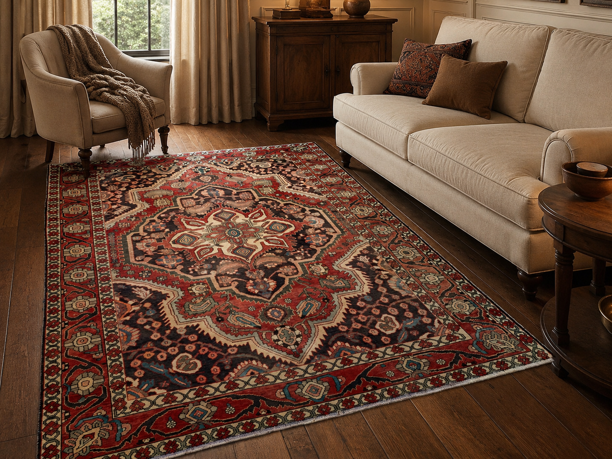 9'8" x 7'0" Handmade Persian Wool Rug room styling example
