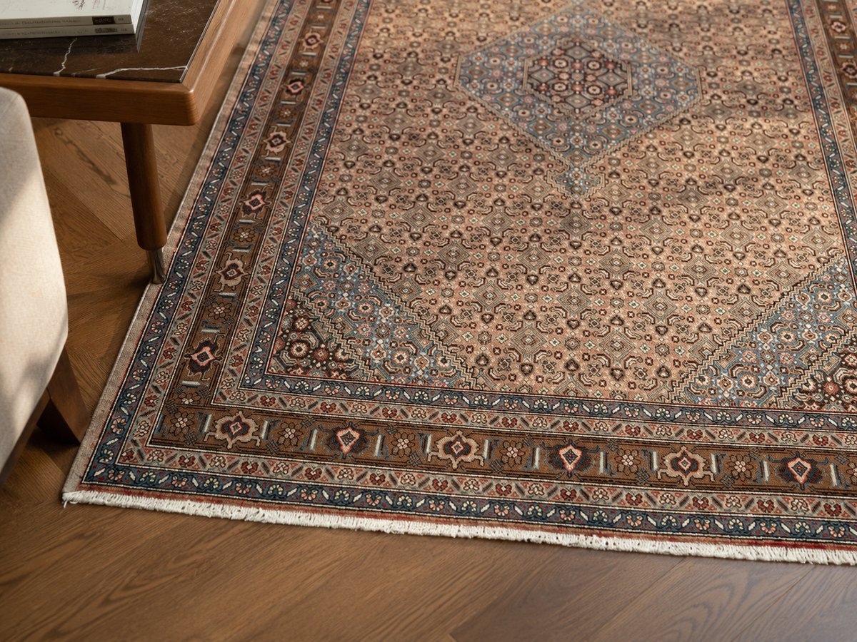 Handgemaakt Perzisch wollen vloerkleed 7x10 wool texture and pattern detail