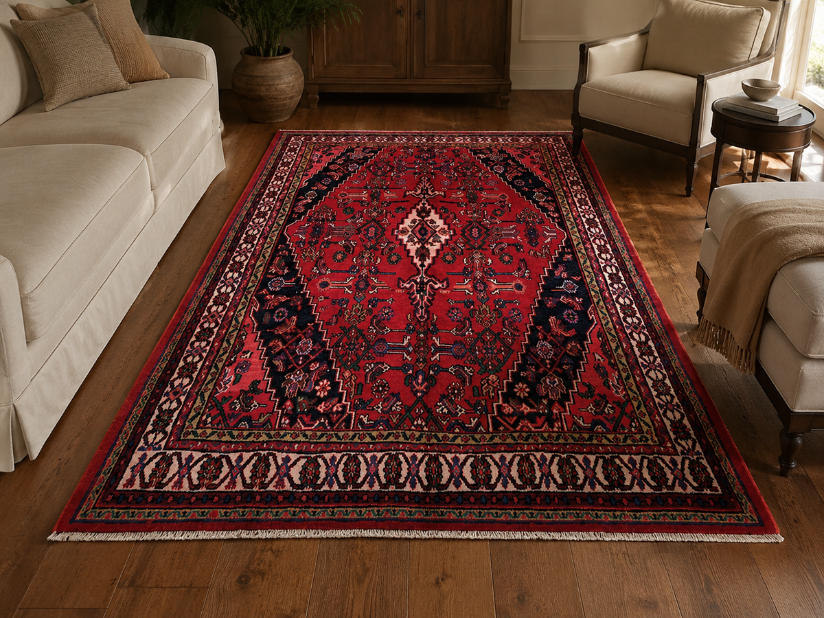 Handgemaakt Perzisch wollen vloerkleed 210x300 room styling example