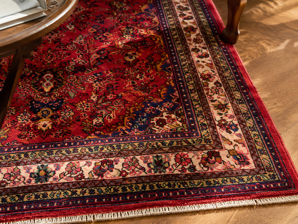 Handgemaakt Perzisch wollen vloerkleed 7x10 wool texture and pattern detail