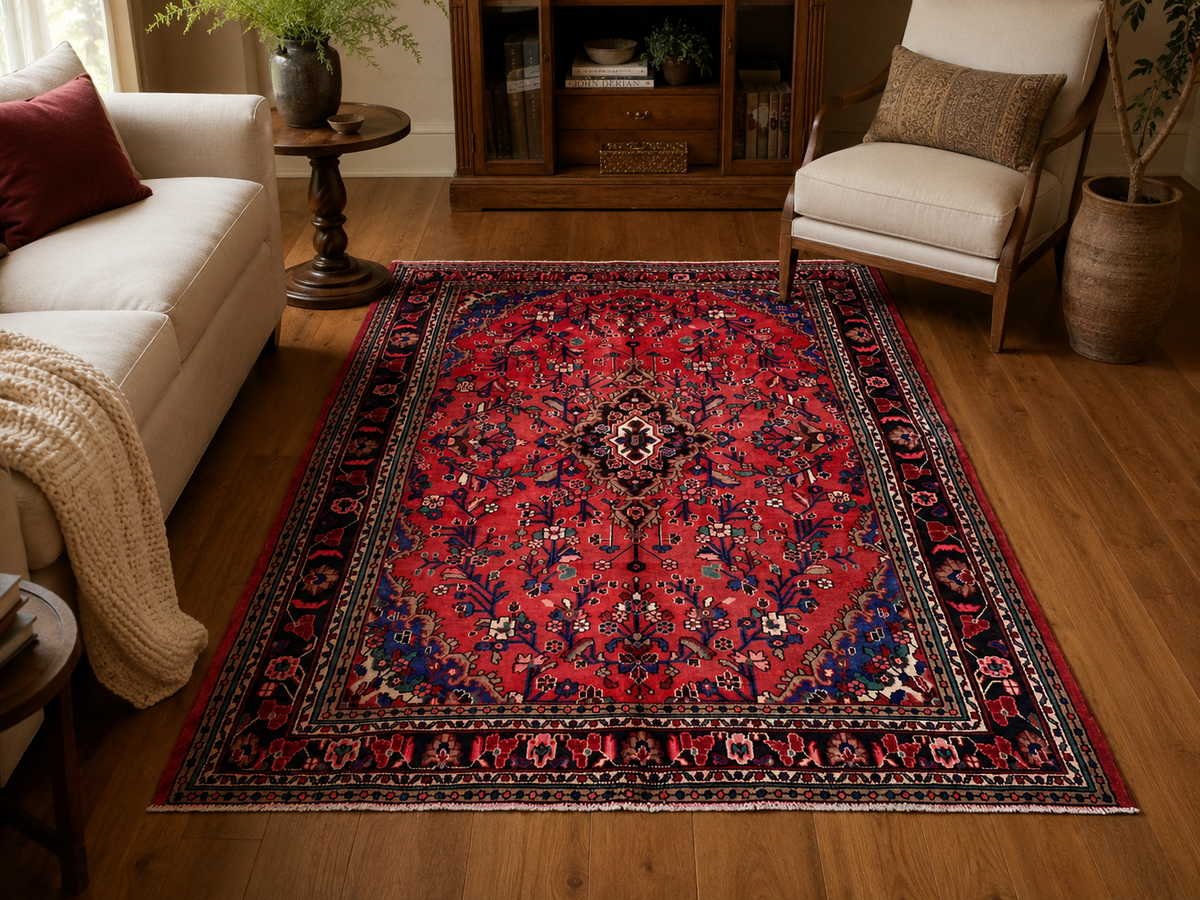 Handgemaakt Perzisch wollen vloerkleed 213x305 cm room styling example