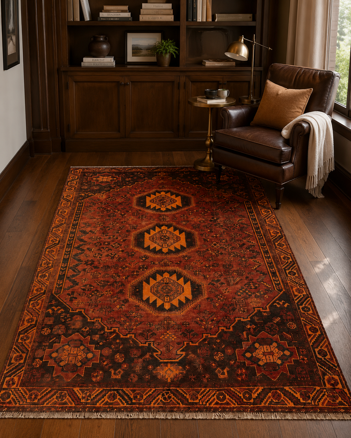 Handgeweven Perzisch wollen karpet 7x10 room styling example