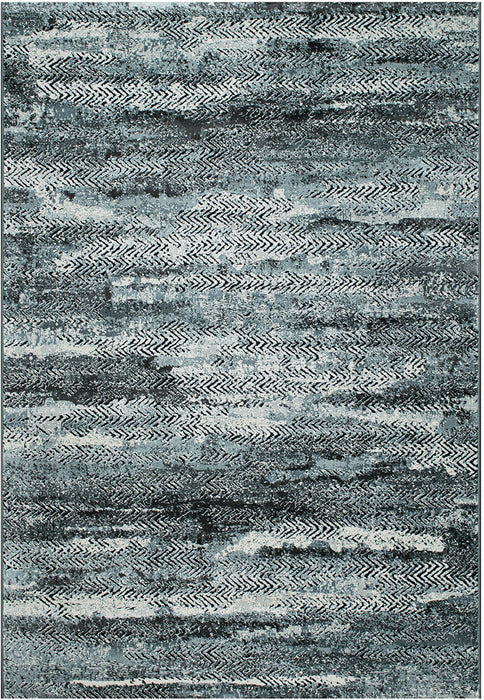 8'x10' Hoogwaardig polyester vloerkleed in eigentijdse stijl - Blauw/Grijs (machinaal geweven)