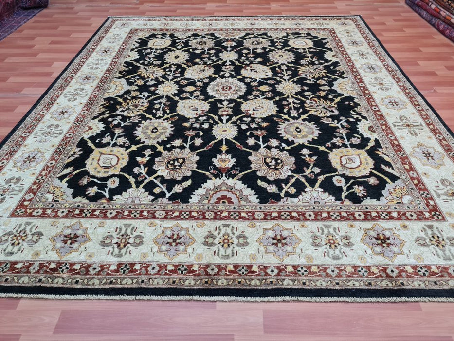 8'x10' Hand-Knotted Chobi Black/Ivory Area Rug – KB Rugs
