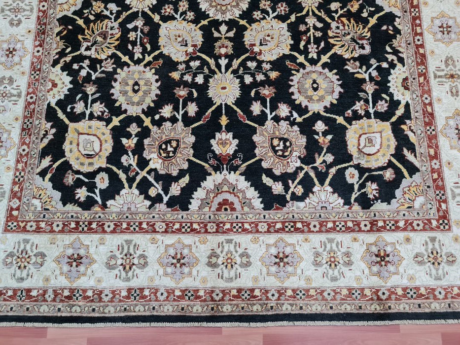 8'x10' Hand-Knotted Chobi Black/Ivory Area Rug – KB Rugs