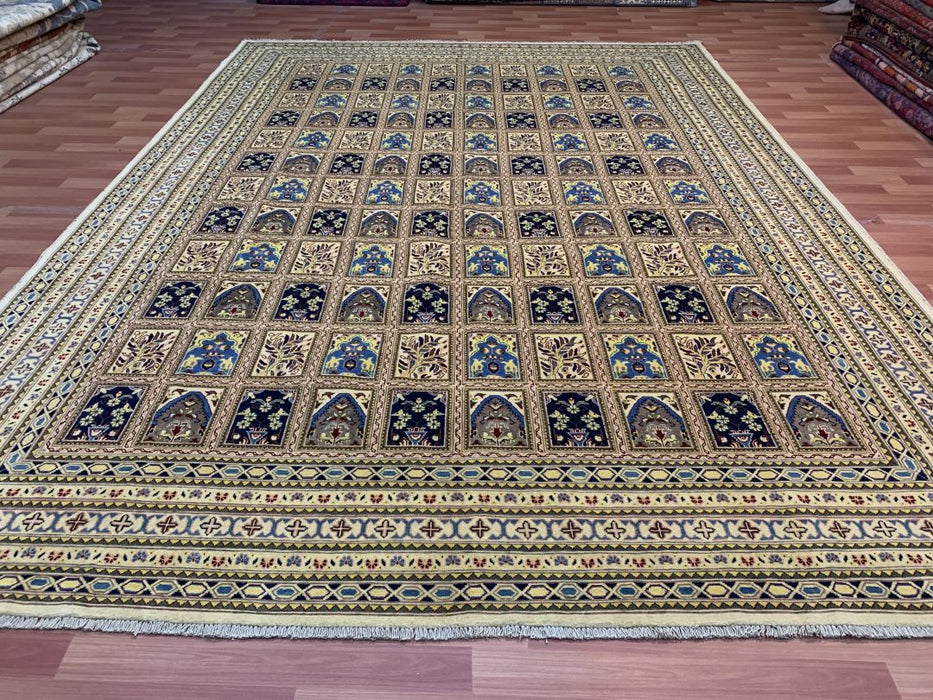 9'x12' Hand-Knotted Chobi Beige/Blue Area Rug – KB Rugs