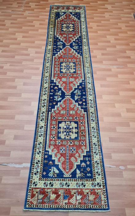 3'0"x15'0" Ziegler loper, handgeknoopt, 100% wollen vloerkleed