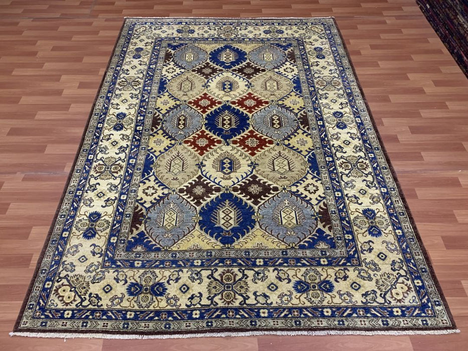 6' x 9' (ca. 183 cm x 274 cm) handgeknoopt tribaal Ziegler-vloerkleed van 100% wol
