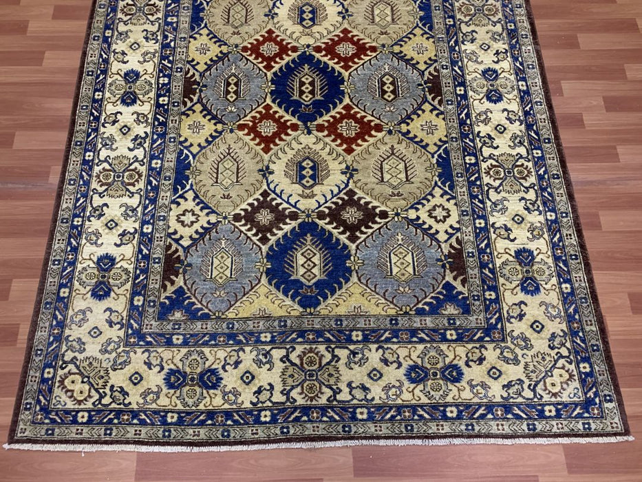 6' x 9' (ca. 183 cm x 274 cm) handgeknoopt tribaal Ziegler-vloerkleed van 100% wol